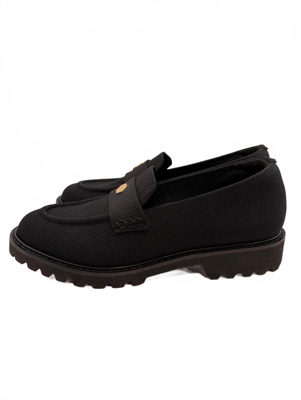 Vivaia Round-Toe Platform Chunky Heel Loafers Francesca Size 7.5 Black Knit - Picture 3 of 16